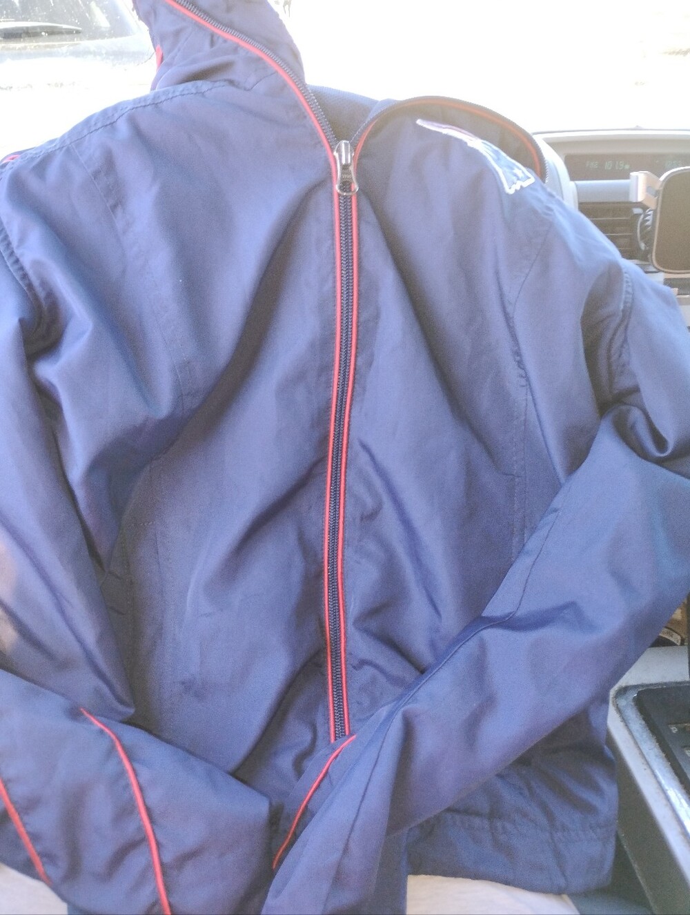 Men's Navy Windbreaker Jacket with Red Trim